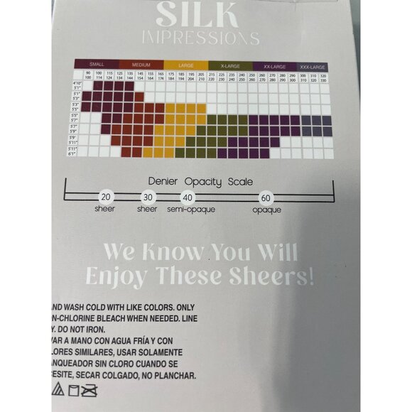 Silk Impressions Tights Size XL Ultra Fine Sheer High Waist 15 Denier 2 Pair NEW - Picture 5 of 6